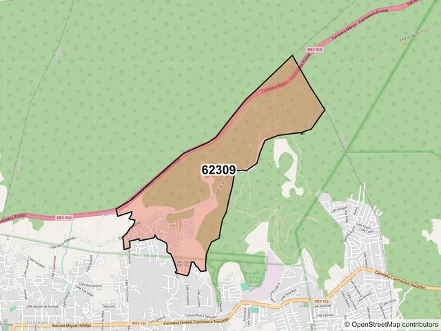 Mapa del código postal 62309, Cuernavaca, Morelos