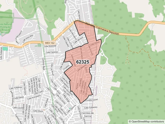 Mapa del código postal 62325, Cuernavaca, Morelos