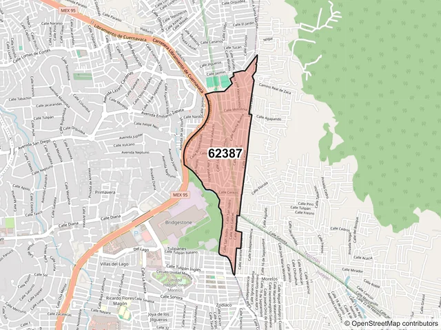 Mapa del código postal 62387, Cuernavaca, Morelos