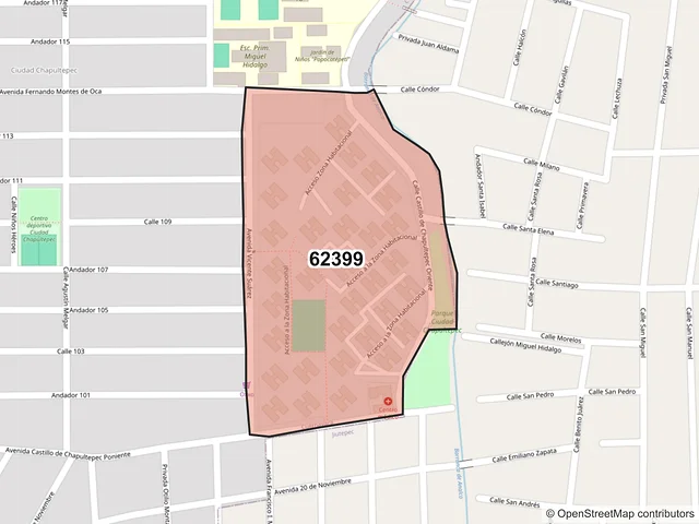 Mapa del código postal 62399, Cuernavaca, Morelos
