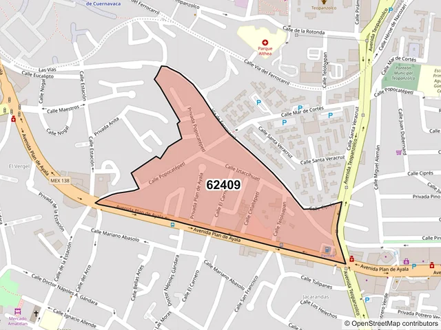 Mapa del código postal 62409, Cuernavaca, Morelos