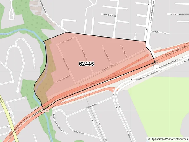 Mapa del código postal 62445, Cuernavaca, Morelos
