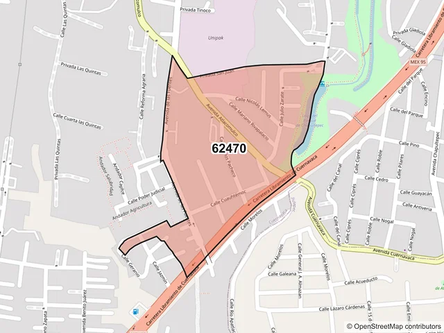 Mapa del código postal 62470, Cuernavaca, Morelos