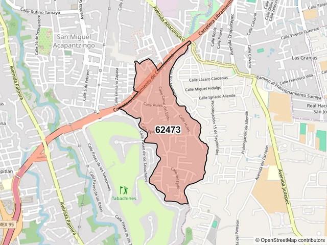 Mapa del código postal 62473, Cuernavaca, Morelos