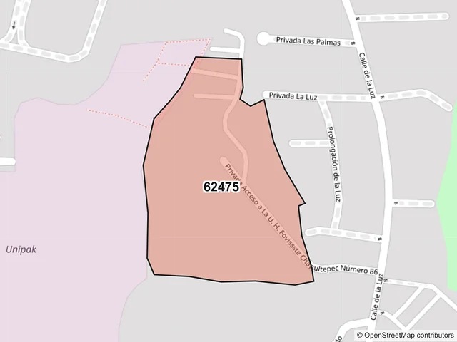 Mapa del código postal 62475, Cuernavaca, Morelos