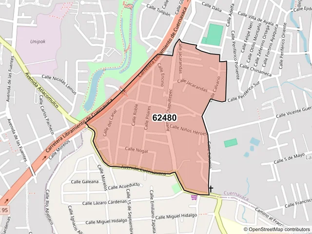 Mapa del código postal 62480, Cuernavaca, Morelos
