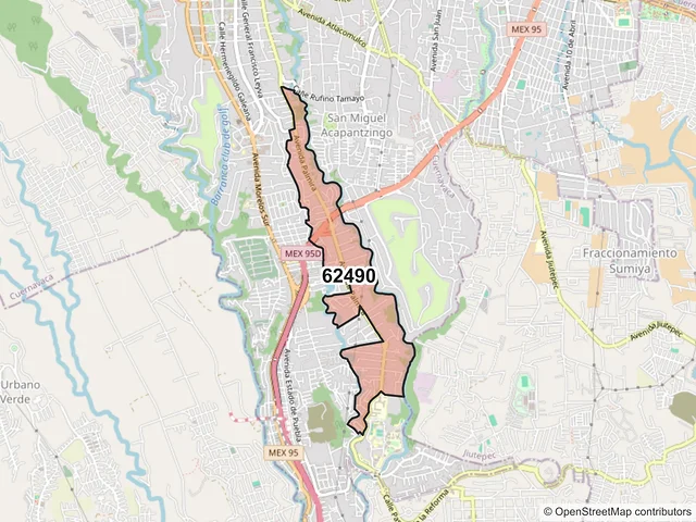 Mapa del código postal 62490, Cuernavaca, Morelos