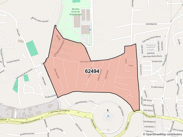 Mapa del código postal 62494, Cuernavaca, Morelos
