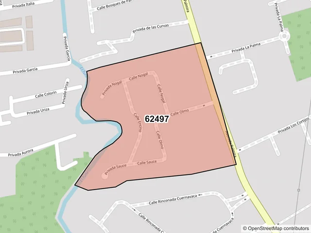 Mapa del código postal 62497, Cuernavaca, Morelos