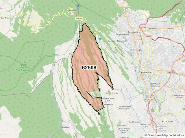 Mapa del código postal 62508, Cuernavaca, Morelos