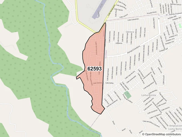 Mapa del código postal 62593, Temixco, Morelos