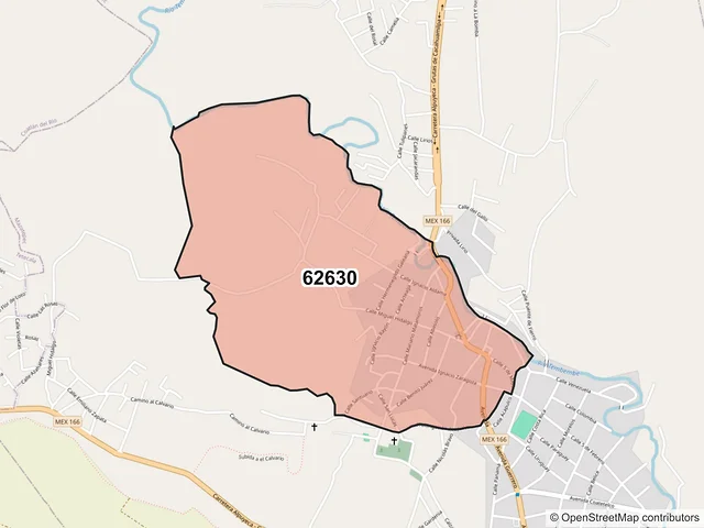 Mapa del código postal 62630, Mazatepec, Morelos