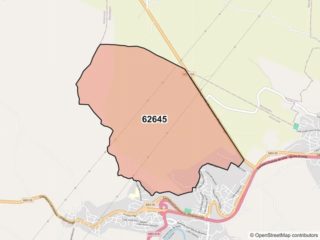 Mapa del código postal 62645, Amacuzac, Morelos