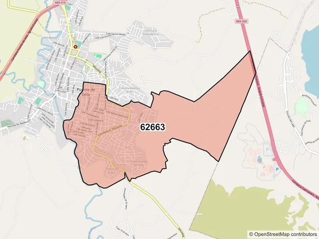 Mapa del código postal 62663, Puente de Ixtla, Morelos