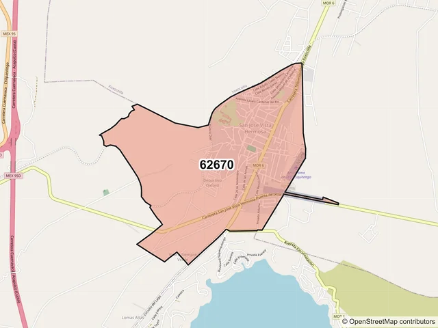 Mapa del código postal 62670, Puente de Ixtla, Morelos