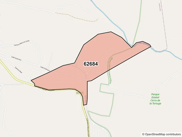 Mapa del código postal 62684, Xoxocotla, Morelos