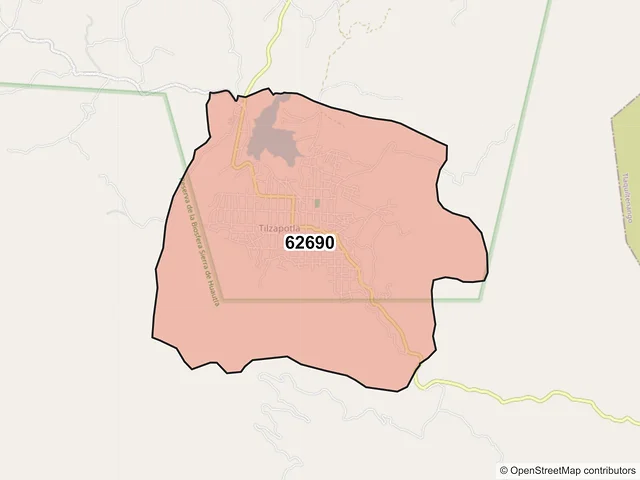 Mapa del código postal 62690, Puente de Ixtla, Morelos