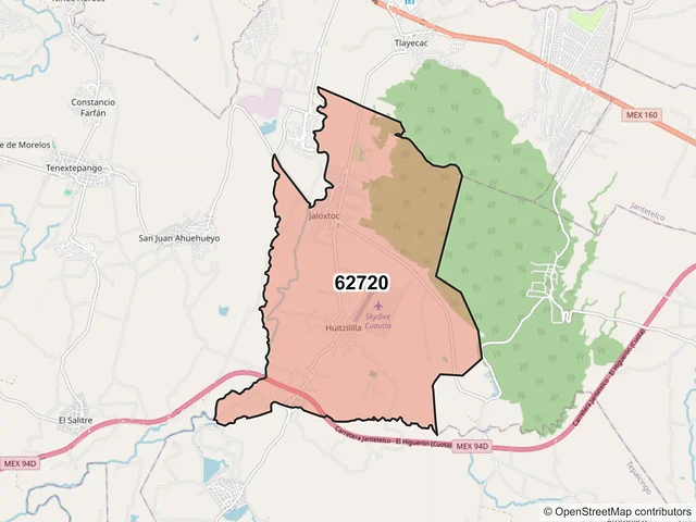 Mapa del código postal 62720, Ayala, Morelos
