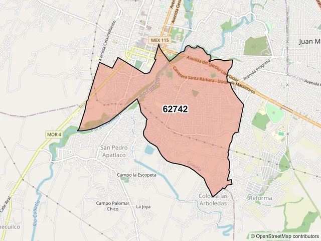 Mapa del código postal 62742, Cuautla, Morelos