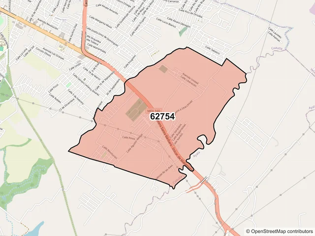 Mapa del código postal 62754, Cuautla, Morelos