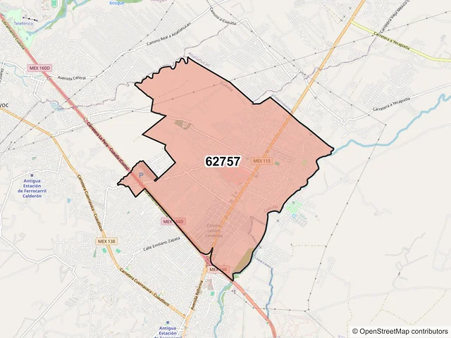 Mapa del código postal 62757, Cuautla, Morelos