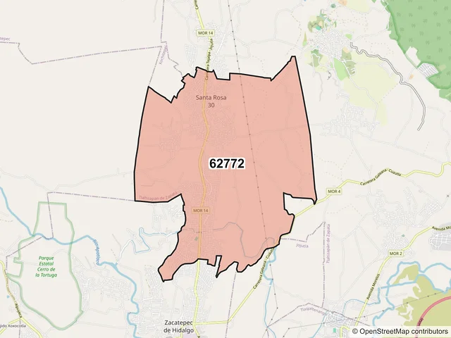 Mapa del código postal 62772, Tlaltizapán de Zapata, Morelos