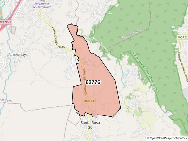 Mapa del código postal 62776, Tlaltizapán de Zapata, Morelos