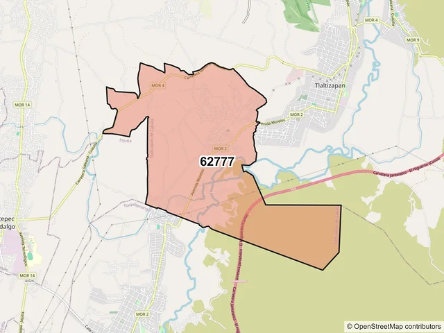 Mapa del código postal 62777, Tlaltizapán de Zapata, Morelos