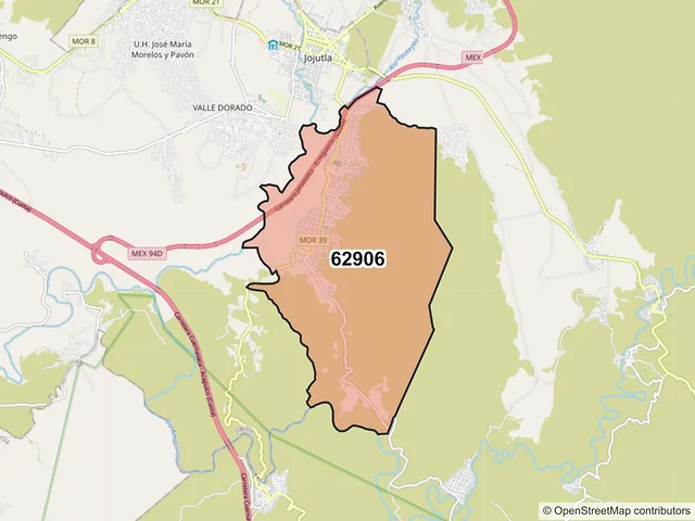 Mapa del código postal 62906, Jojutla, Morelos