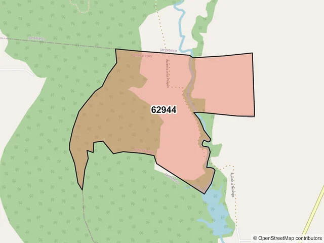 Mapa del código postal 62944, Jonacatepec de Leandro Valle, Morelos