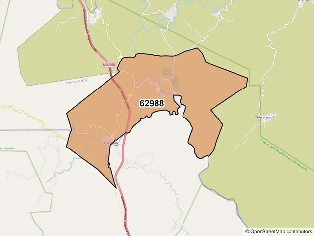 Mapa del código postal 62988, Tlaquiltenango, Morelos