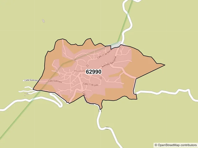 Mapa del código postal 62990, Tlaquiltenango, Morelos