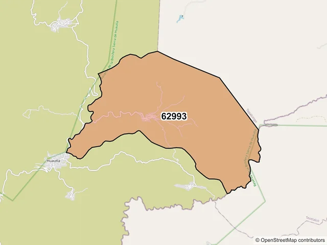 Mapa del código postal 62993, Tlaquiltenango, Morelos