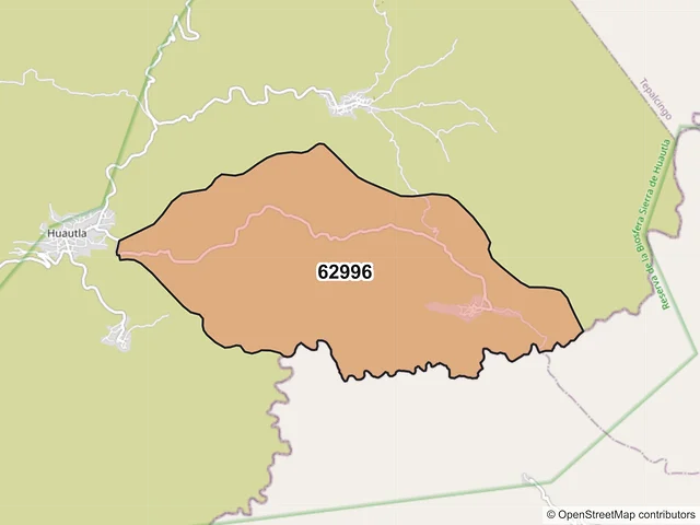 Mapa del código postal 62996, Tlaquiltenango, Morelos