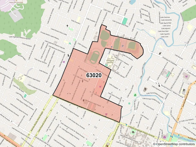 Mapa del código postal 63020, Tepic, Nayarit