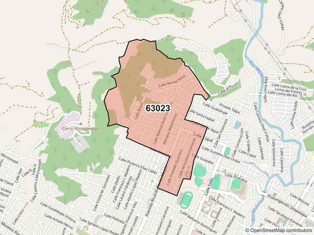 Mapa del código postal 63023, Tepic, Nayarit