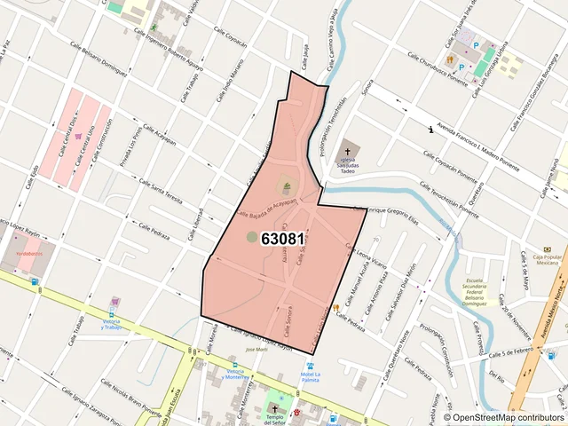 Mapa del código postal 63081, Tepic, Nayarit