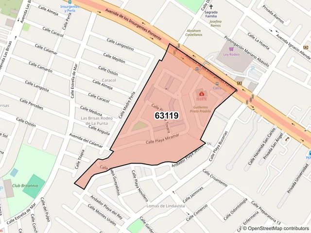 Mapa del código postal 63119, Tepic, Nayarit