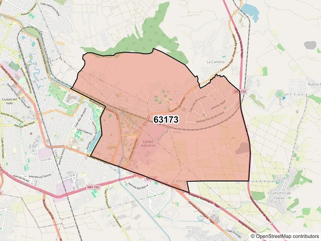 Mapa del código postal 63173, Tepic, Nayarit