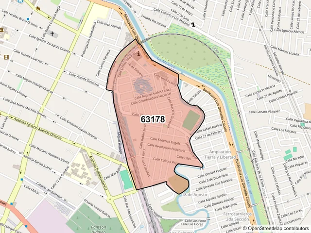 Mapa del código postal 63178, Tepic, Nayarit