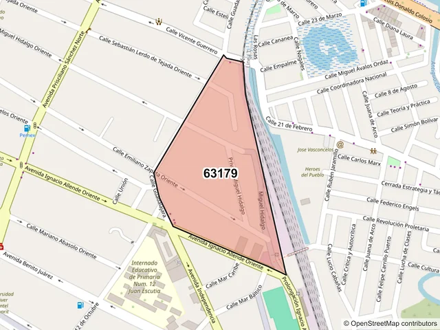 Mapa del código postal 63179, Tepic, Nayarit