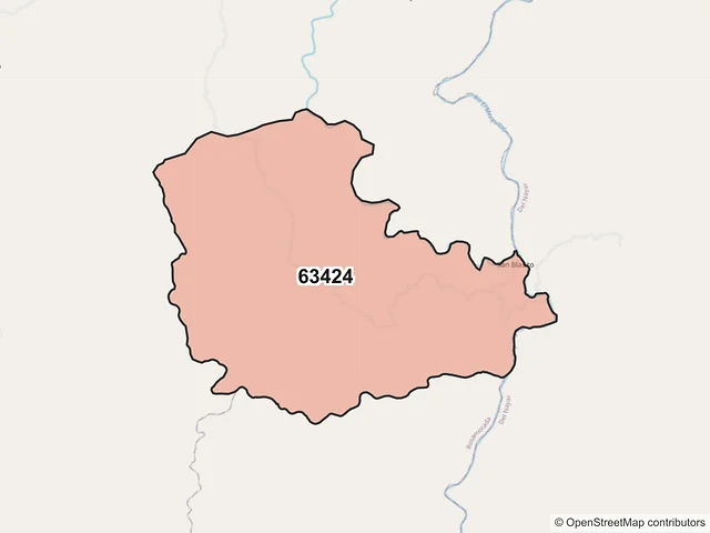 Mapa del código postal 63424, Acaponeta, Nayarit