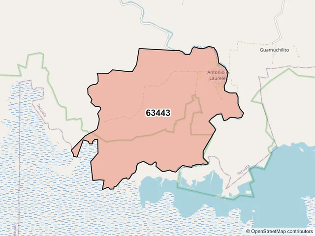 Mapa del código postal 63443, Tecuala, Nayarit