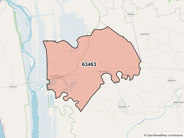 Mapa del código postal 63463, Tecuala, Nayarit