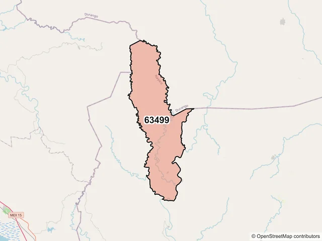 Mapa del código postal 63499, Huajicori, Nayarit