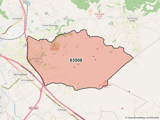Mapa del código postal 63508, Tepic, Nayarit