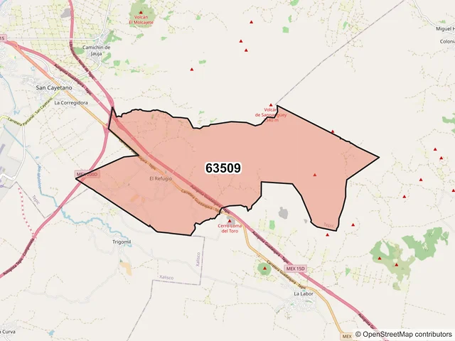 Mapa del código postal 63509, Tepic, Nayarit
