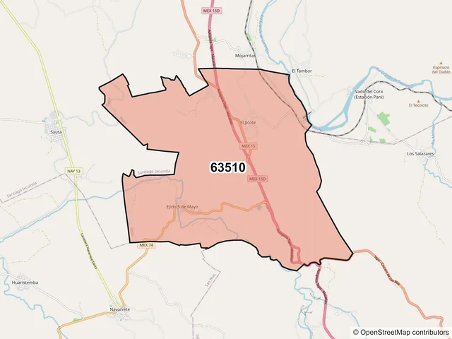 Mapa del código postal 63510, Tepic, Nayarit