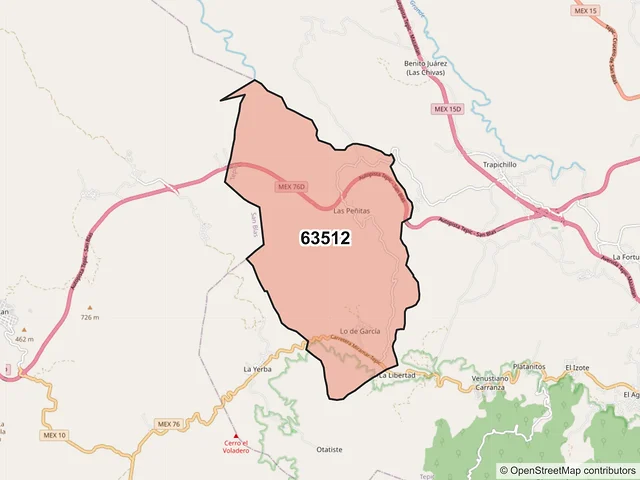 Mapa del código postal 63512, Tepic, Nayarit