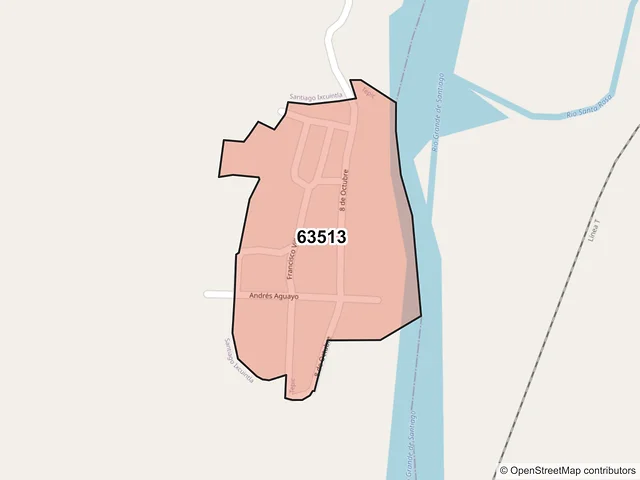 Mapa del código postal 63513, Tepic, Nayarit